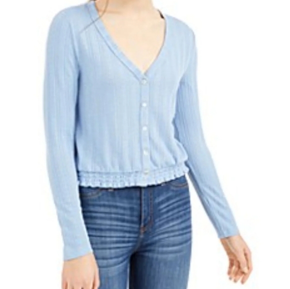 NEW Macy's Self Esteem Brown Rib-Knit Cardigan Top - Picture 4 of 4